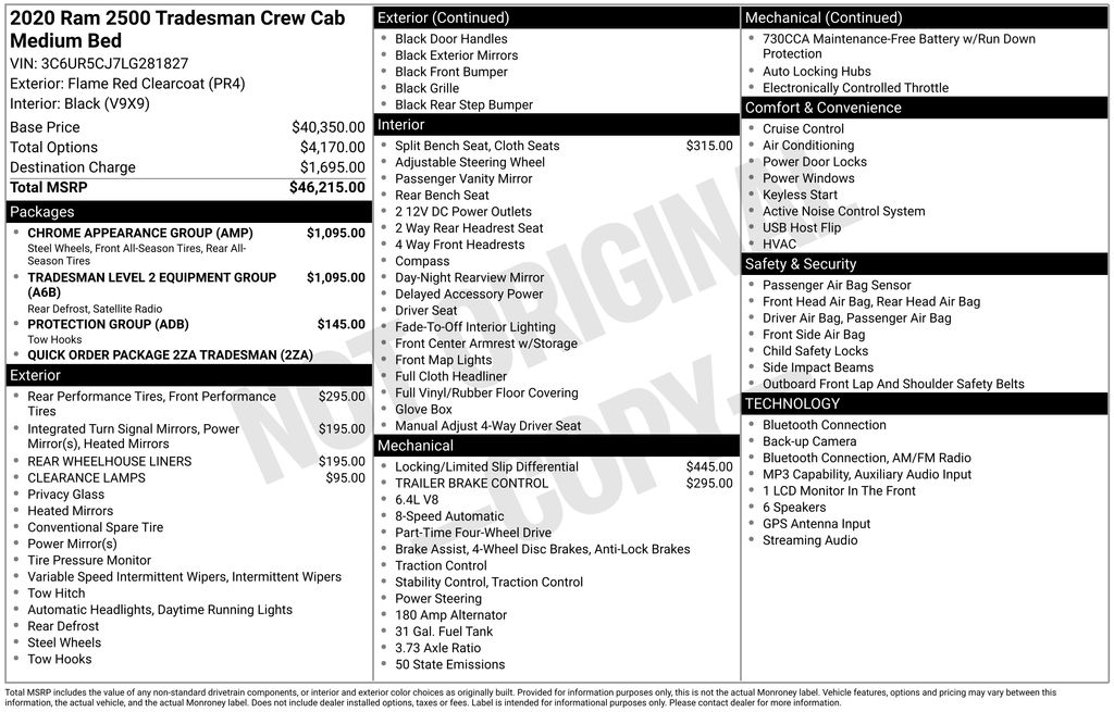 ram ram 2500 pickup 2020 3C6UR5CJ7LG281827 image